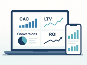 Отслеживание KPI CAC, LTV, конверсии, ROI