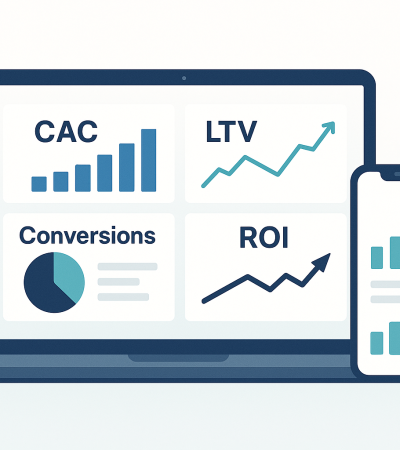 Отслеживание KPI CAC, LTV, конверсии, ROI